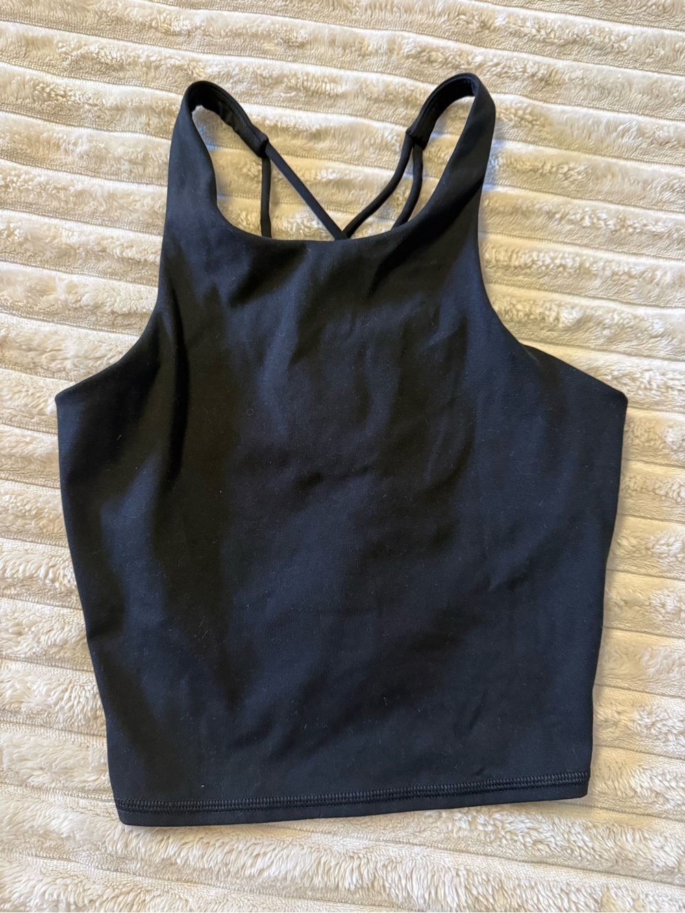 all in motion Black High-Neck Cropped Tank with Cross-Back Straps